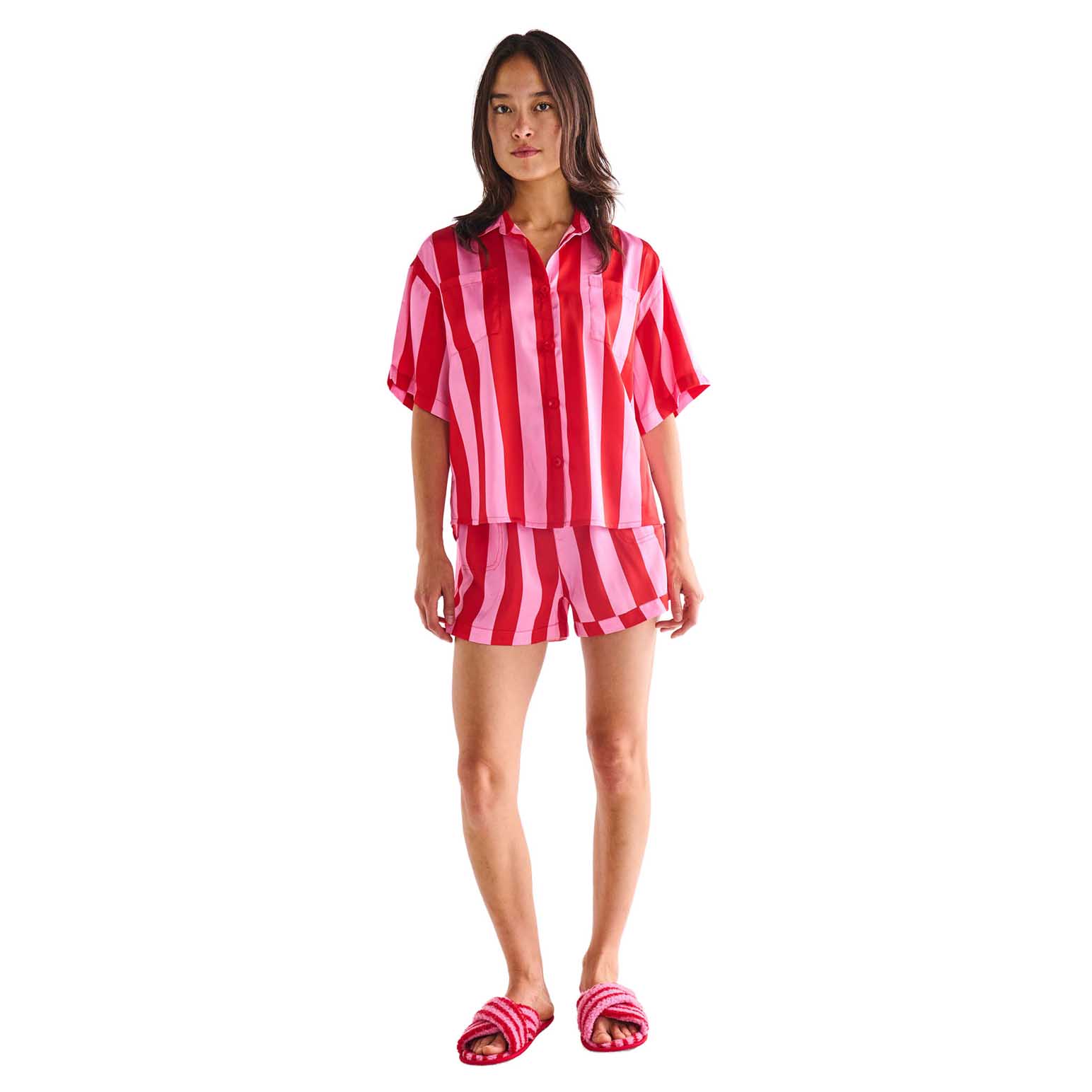 Kip&Co Santa Baby Adult Satin Short Sleeve Shirt & Short Pyjama Set